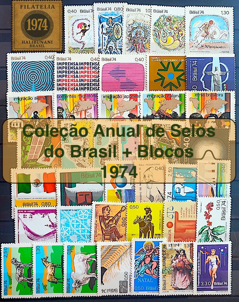 Colecao Anual de Selos do Brasil 1974 Mais Blocos