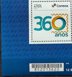 SI 02 Selo Institucional 360 Anos dos Correios Servico Postal 2023 Codigo de Barras