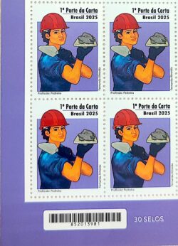 Selo Profissao Pedreira Mulher Economia 2025 Quadra Codigo de Barras