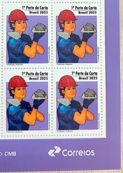 Selo Profissao Pedreira Mulher Economia 2025 Quadra Vinheta Correios