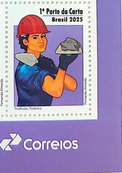 Selo Profissao Pedreira Mulher Economia 2025 Vinheta Correios