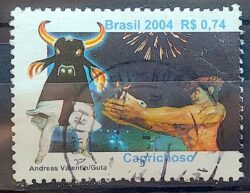 C 2579 Selo Festival de Parintins Caprichoso Boi Musica Turismo Amazonas 2004 Circulado 1