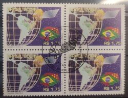 C 2585 Selo Satelite CBERS-2 Espaco Mapa Comunicacao Bandeira China 2004 Quadra CBC DF