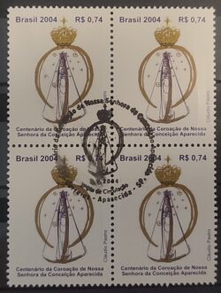 C 2595 Selo Coroacao de Nossa Senhora da Conceicao Aparecida 2004 Quadra CBC SP 1