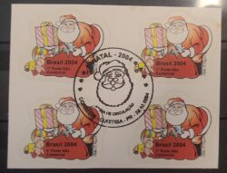 C 2599 Selo de Natal Religiao Papai Noel 2004 Quadra CBC PR