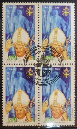 C 2609 Selo Papa Joao Paulo II Religiao 2005 Quadra CBC SP Bauru