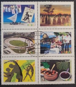 C 2613 Selo Ano do Brasil na Franca Cordel Arquitetura Futebol Musica Gastronomia 2005 Sextilha CPD SP 1