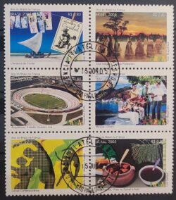 C 2613 Selo Ano do Brasil na Franca Cordel Arquitetura Futebol Musica Gastronomia 2005 Sextilha CPD SP 3