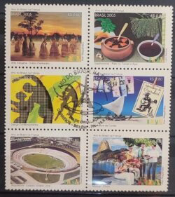 C 2618 Selo Ano do Brasil na Franca Indio Cordel Arquitetura Futebol Musica Gastronomia 2005 Sextilha CPD PA