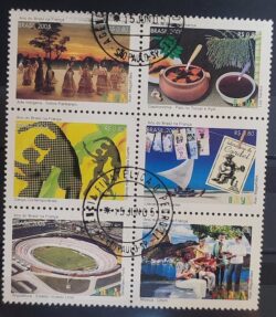 C 2618 Selo Ano do Brasil na Franca Indio Cordel Arquitetura Futebol Musica Gastronomia 2005 Sextilha CPD SP 3