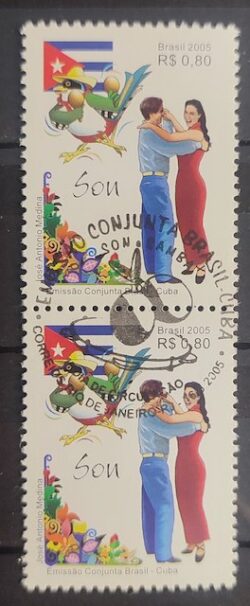 C 2628 Selo Emissao Conjunta Brasil Cuba Samba Bandeira Danca Ave 2005 Dupla CBC RJ