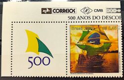 C 2255 Selo 500 Anos Descobrimento do Brasil 2000 Navio Bandeira Vinheta Correios CLM
