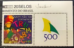 C 2256 Selo 500 Anos Descobrimento do Brasil 2000 Chacrinha Musica Oculos Vinheta CLM