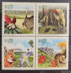 C 2653 Selo Parques Nacionais Macaco Lobo Avestruz Ipe Fauna Flora 2006 CLM