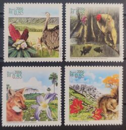 C 2653 Selo Parques Nacionais Macaco Lobo Avestruz Ipe Fauna Flora 2006 Separado