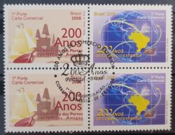 C 2723 Selo Abertura dos Portos as Nacoes Amigas Navio Mapa 2008 Quadra CBC DF Serie Completa Mista