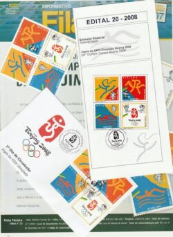 C 2758 Selo Edital Envelope Informativo Olimpiadas de Pequim China Ginastica Hipismo Natacao 2008