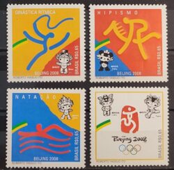 C 2758 Selo Olimpiadas da China Natacao Hipismo Ginastica Logomarca 2008 Separado