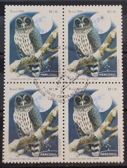 C 2766 Selo Mercosul Coruja Lua Ave Fauna 2008 Quadra CBC MT Caceres