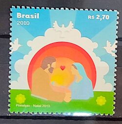 C 3052 Selo Presepio Natal Coracao Pomba 2010