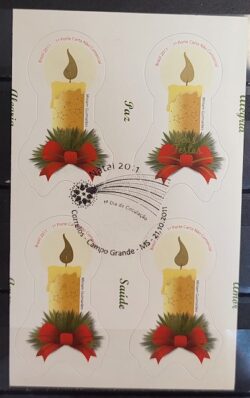 C 3138 Selo Velas de Natal Religiao 2011 Quadra CBC MS