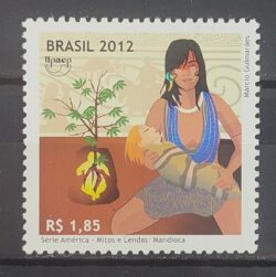 C 3226 Selo Mitos e Lendas Mandioca Cobra Indio Mulher 2012
