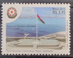 C 3458 Selo Relacoes Diplomaticas Azerbaijao Bandeira Brasao 2015