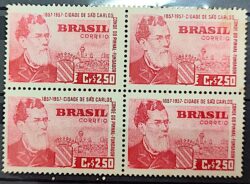 C 394 Selo Centenario Cidade de Sao Carlos Conde do Pinhal Personalidade 1957 Quadra CLM