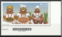 C 4180 Selo Baianas de Acaraje Gastronomia Bahia Mulher 2024 Codigo de Barras