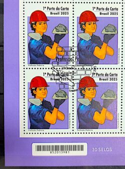 C 4189 Selo Profissao Pedreira Mulher Economia 2025 Quadra CBC BSB Codigo de Barras