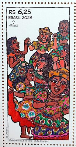 C 4192 Selo Serie Mercosul Tecido Chita Danca Mulher 2026