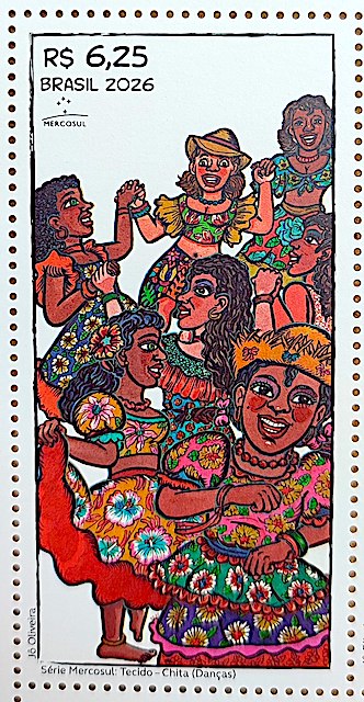 C 4192 Selo Serie Mercosul Tecido Chita Danca Mulher 2026