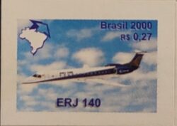 Selo Regular RHM 797 Brasil Exporta Avioes Aviao 2000 ERJ 140