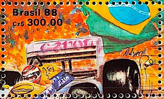 C 1581 Selo Formula 1 Honda Willians Nelson Piquet Carro Bandeira Mapa 1988