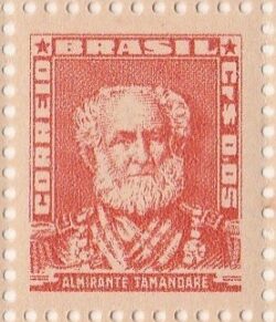 Selo Regular RHM 490 Bisneta Almirante Tamandare Filigrana Q 1954