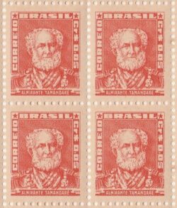 Selo Regular RHM 490 Bisneta Almirante Tamandare Filigrana Q 1954 Quadra