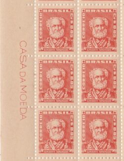 Selo Regular RHM 490 Bisneta Almirante Tamandare Filigrana Q 1954 Sextilha Vinheta CMB