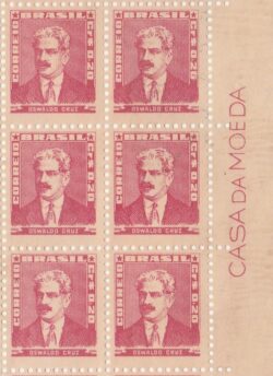 Selo Regular RHM 492 Bisneta Oswaldo Cruz Saude 1958 Sextilha Vinheta CMB