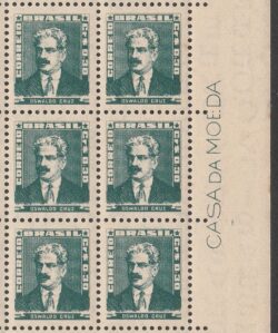 Selo Regular RHM 493 Bisneta Oswaldo Cruz Saude 1954 Sextilha Vinheta CMB