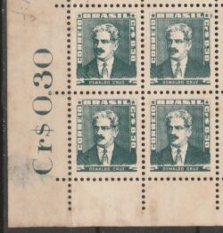 Selo Regular RHM 493 Bisneta Oswaldo Cruz Saude Sem Goma 1954 Quadra Vinheta Preco