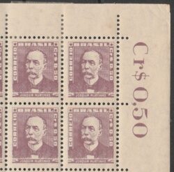 Selo Regular RHM 495a Bisneta Joaquim Murtinho Saude 1954 Quadra Vinheta Preco