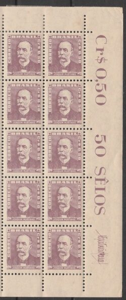 Selo Regular RHM 495a Bisneta Joaquim Murtinho Saude 1954 Vinheta 10 Unidades