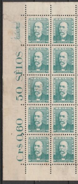 Selo Regular RHM 496 Bisneta Joaquim Murtinho Saude Sem Goma 1954 Vinheta 10 Unidades