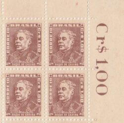Selo Regular RHM 498C Bisneta Duque de Caxias Militar Sem Goma 1955 Quadra Vinheta Preco