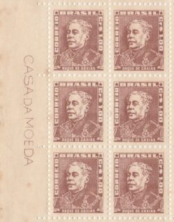 Selo Regular RHM 498C Bisneta Duque de Caxias Militar Sem Goma 1955 Sextilha Vinheta CMB