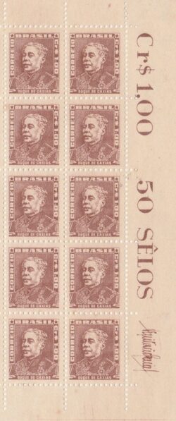 Selo Regular RHM 498C Bisneta Duque de Caxias Militar Sem Goma 1955 Vinheta 10 Unidades