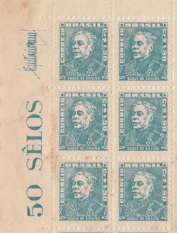Selo Regular RHM 499a Bisneta Duque de Caxias Militar Sem Goma 1955 Sextilha Vinheta Qtde