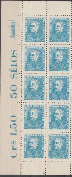 Selo Regular RHM 499b Bisneta Duque de Caxias Militar 1958 Vinheta 10 Unidades