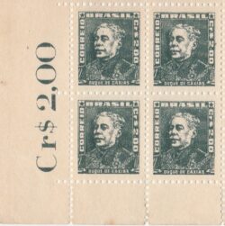 Selo Regular RHM 500 Bisneta Duque de Caxias Militar Sem Goma 1956 Quadra Vinheta Qtde