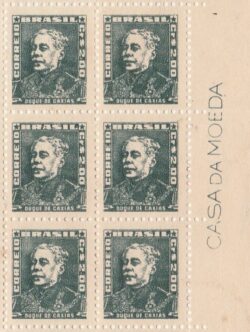 Selo Regular RHM 500 Bisneta Duque de Caxias Militar Sem Goma 1956 Sextilha Vinheta CMB